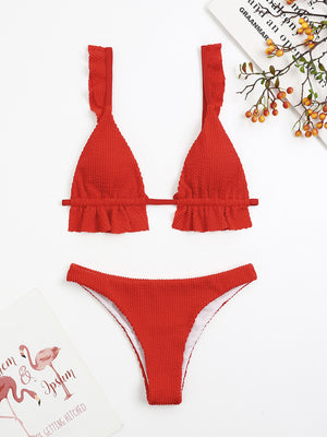 Ladies Elegant Ruffled Two-Piece Bikini Set