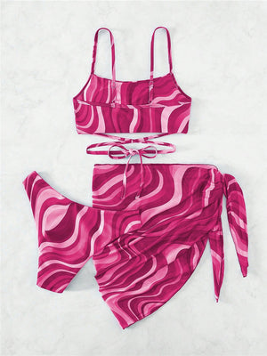 Ladies Elegant Cross Tied Three-Piece Swim Set