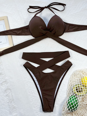 Ladies Cross Halter Bikini Set