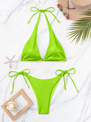 Ladies Sexy Halter Tied Two-Piece Bikini Set