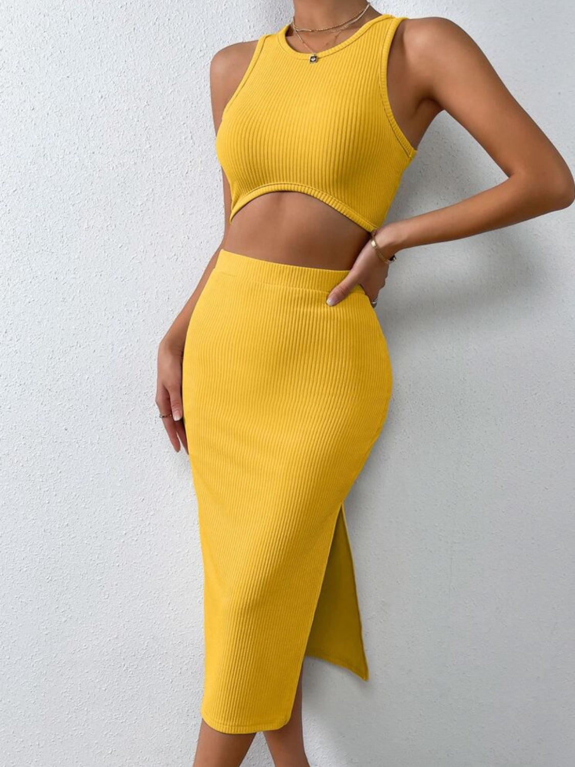 Ladies Elegant Ribbed Two Piece Bandage Set