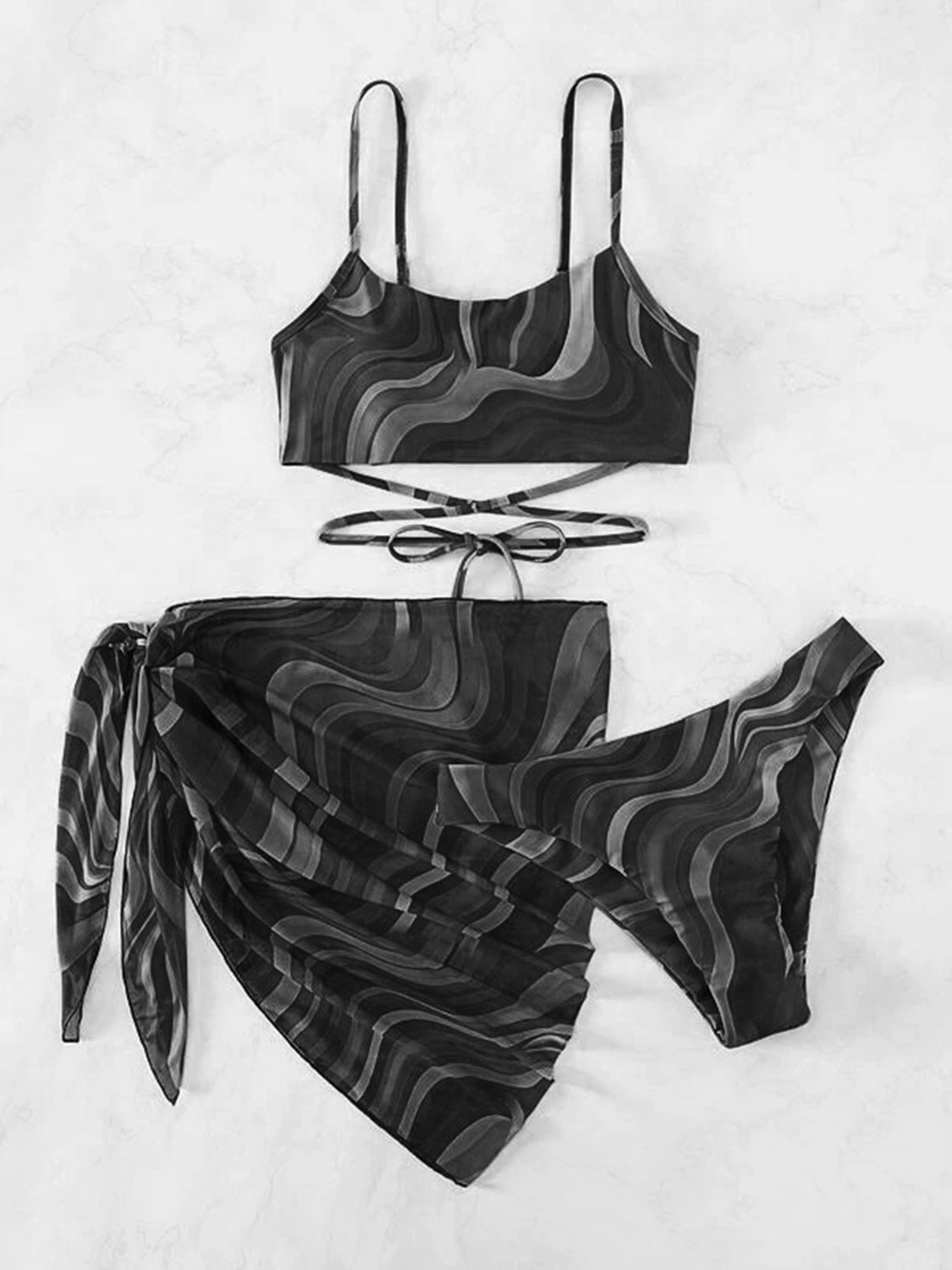 Ladies Elegant Cross Tied Three-Piece Swim Set