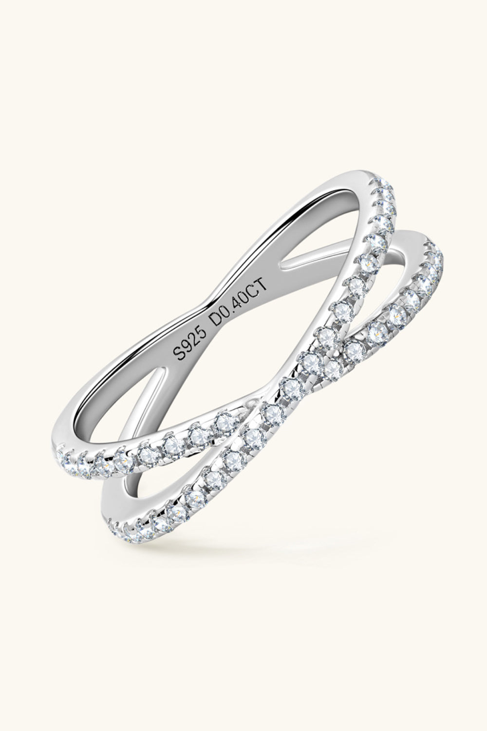 Moissanite 925 Sterling Silver Crosscut Ring