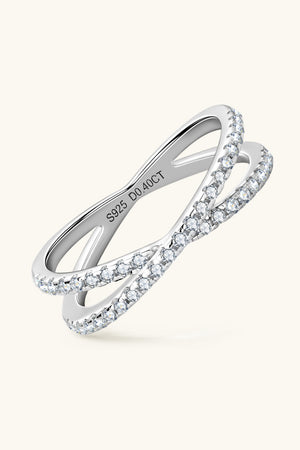 Moissanite 925 Sterling Silver Crosscut Ring