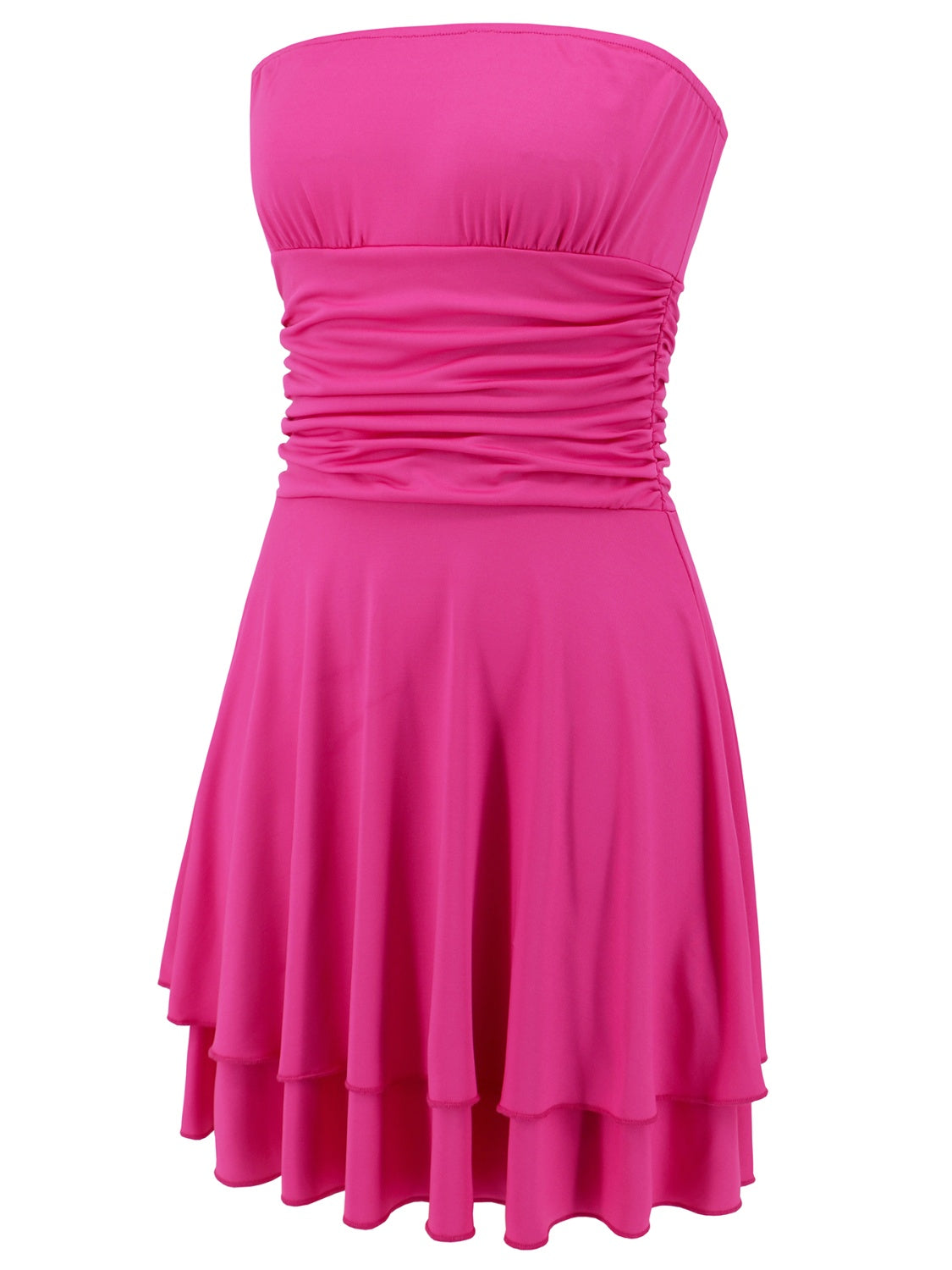 Ladies Elegant Ruched Layered Mini Dress