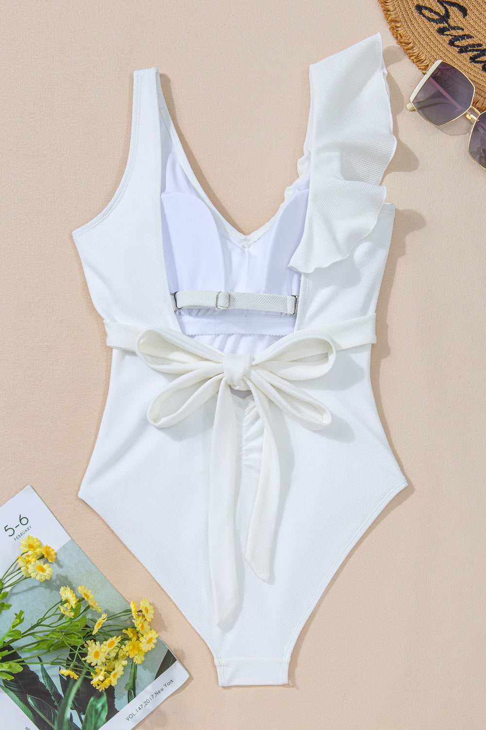 Ladies Ruffled Wide Strap One-Piece