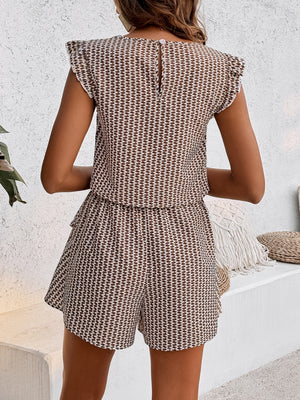 Ladies Elegant Two Piece Layered Shorts Set