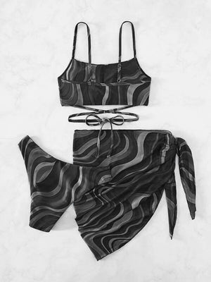 Ladies Elegant Cross Tied Three-Piece Swim Set