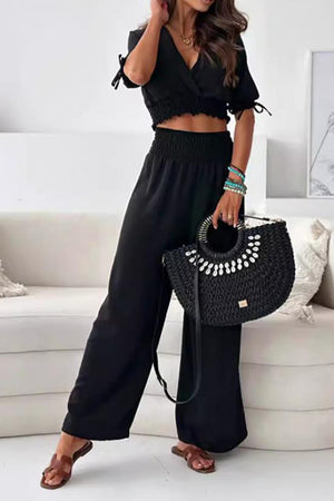 Ladies Elegant Surplice Two Piece Set