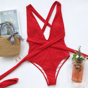 Ladies Halter V Tied One-Piece