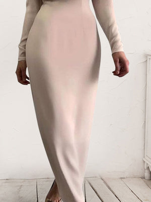 Ladies Elegant Ruched Long Sleeve Dress