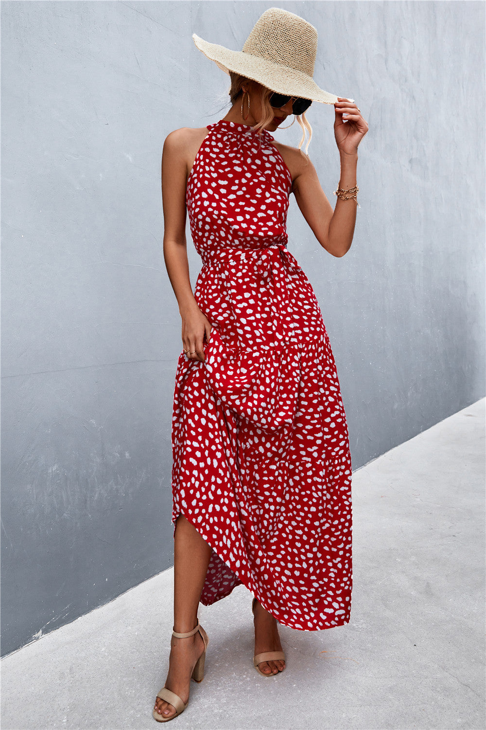 Ladies Beautiful Sleeveless Tie Waist Maxi Dress