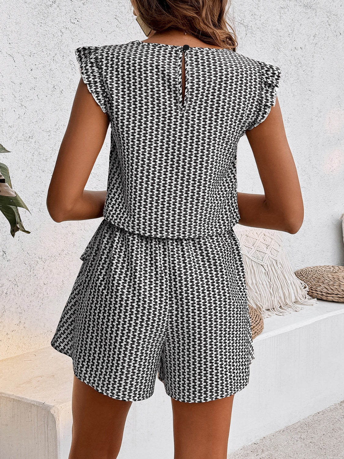 Ladies Elegant Two Piece Layered Shorts Set