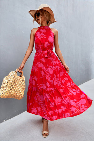 Ladies Beautiful Sleeveless Tie Waist Maxi Dress