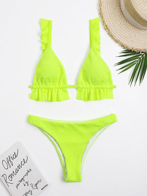 Ladies Elegant Ruffled Two-Piece Bikini Set