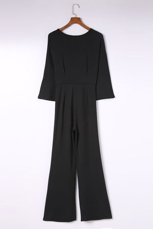 Ladies Elegant Twisted Plunge Sleeve Jumpsuit