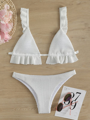 Ladies Elegant Ruffled Two-Piece Bikini Set