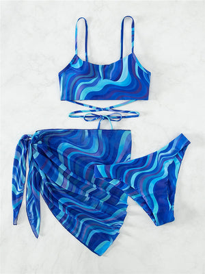 Ladies Elegant Cross Tied Three-Piece Swim Set