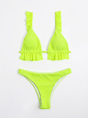 Ladies Elegant Ruffled Two-Piece Bikini Set