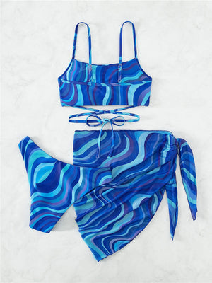 Ladies Elegant Cross Tied Three-Piece Swim Set