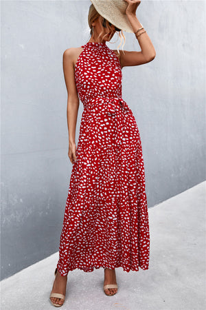 Ladies Beautiful Sleeveless Tie Waist Maxi Dress