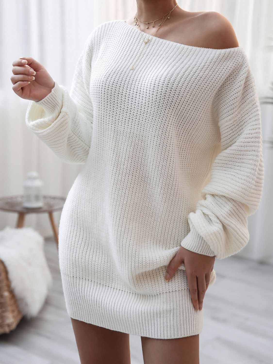ladies long sweater dress Oversized Sweaters for Women Womens Fall Winter Casual Crew Neck Sleeve Knitted Pullover Dress Wool Sweater Dress Winter Casual Women Long Ladies