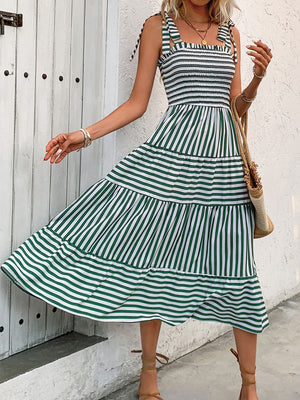 Ladies Beautiful Striped Square Midi Dress