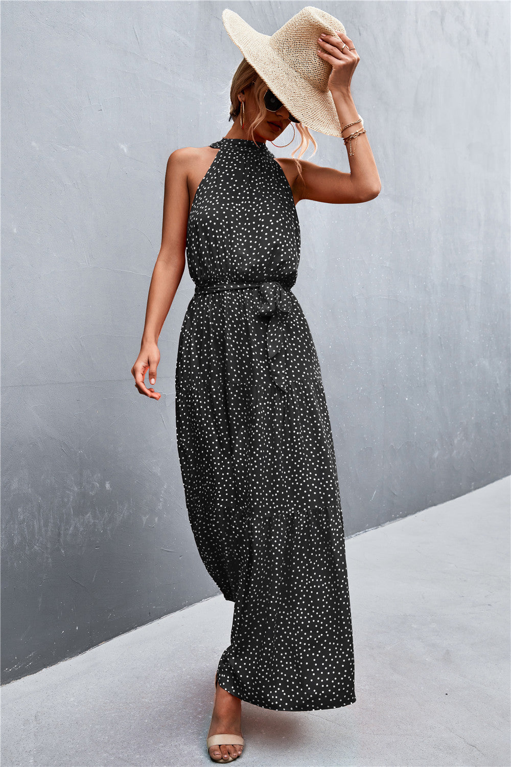 Ladies Beautiful Sleeveless Tie Waist Maxi Dress