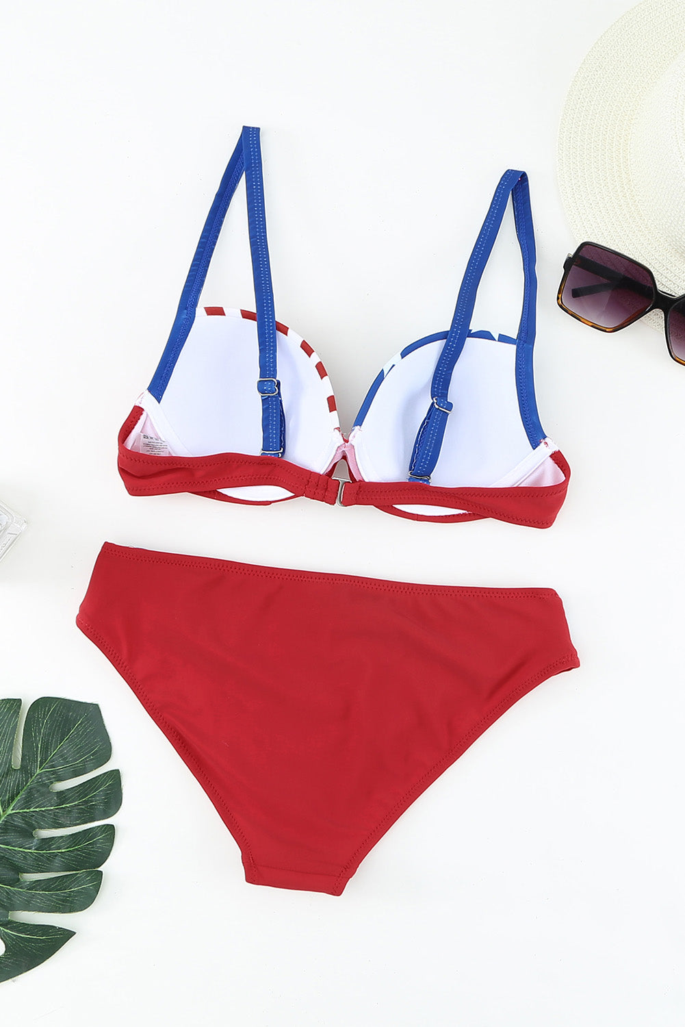 Ladies Striped Ruched Bikini Set