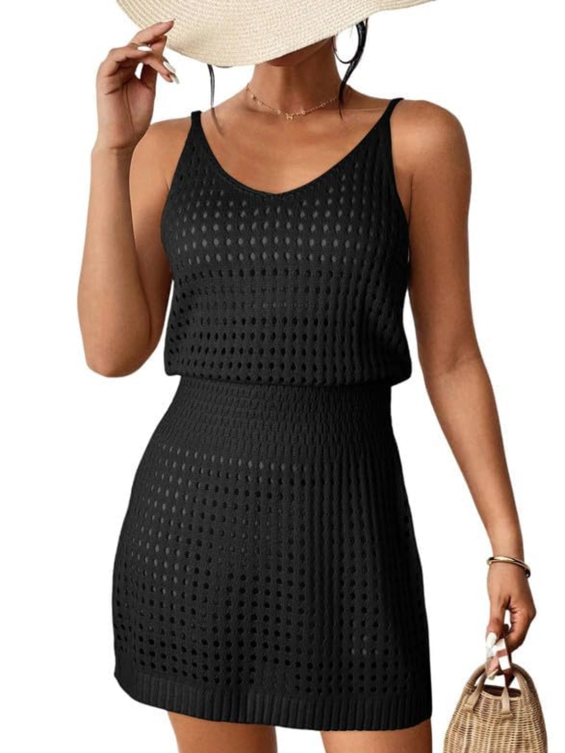 Ladies Openwork Sleeveless Cover Up