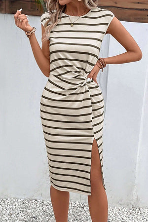 Ladies Runch Striped Cap Sleeve Dress