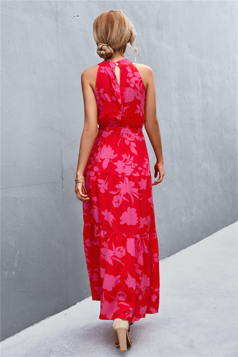 Ladies Beautiful Sleeveless Tie Waist Maxi Dress