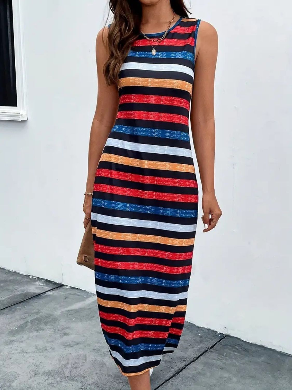 Ladies Double Slit Sleeveless Day Dress