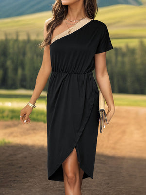 Ladies Elegant Off Shoulder Short Sleeve Midi Dress