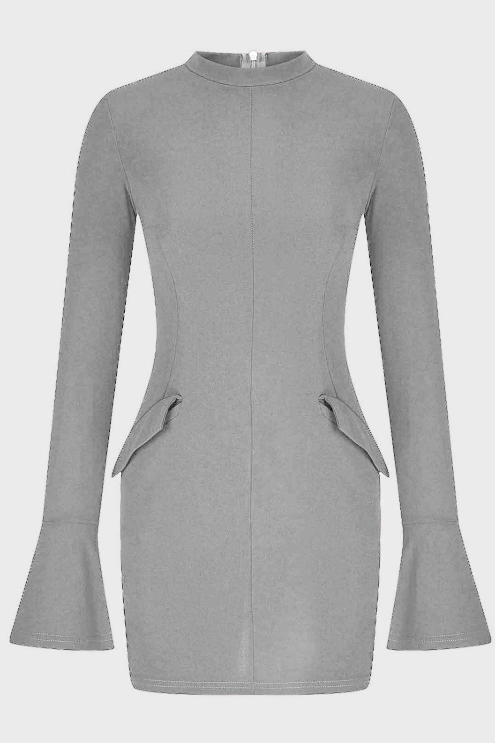 Ladies Elegant Mock Neck Long Sleeve Mini Dress