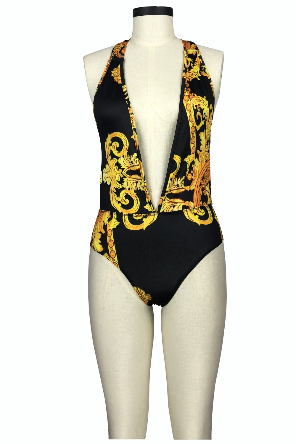 Ladies Printed Plunge One-Piece and Cover Up Swim Set