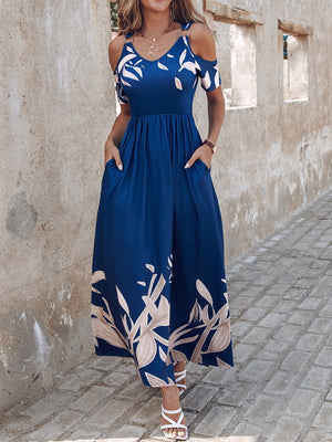 Ladies Elegant Off Shoulder Short Sleeve Maxi Dress