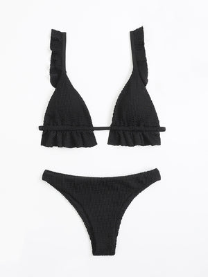 Ladies Elegant Ruffled Two-Piece Bikini Set