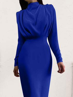 Ladies Elegant Ruched Long Sleeve Dress