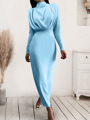 Ladies Elegant Ruched Long Sleeve Dress