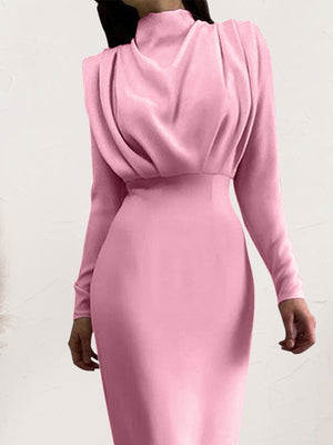 Ladies Elegant Ruched Long Sleeve Dress