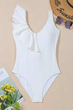 Ladies Ruffled Wide Strap One-Piece