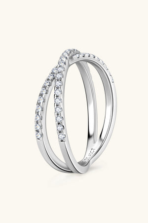 Moissanite 925 Sterling Silver Crosscut Ring