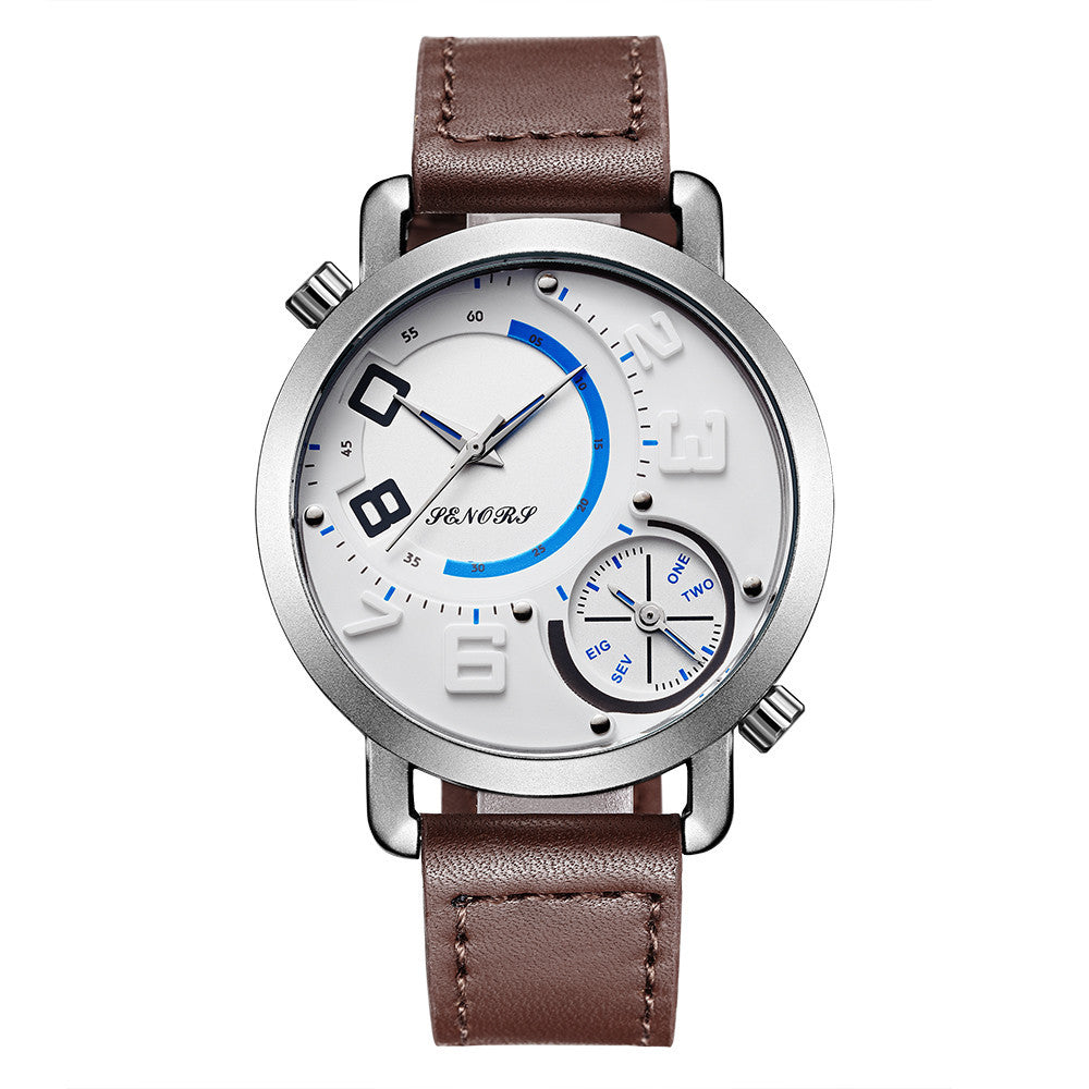 Men's Double Dial High Quality Waterproof Quartz Wrist Watch