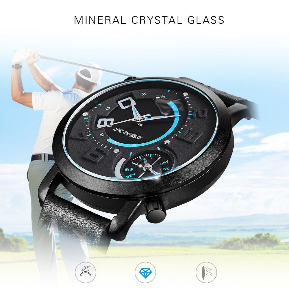 Men's Double Dial High Quality Waterproof Quartz Wrist Watch