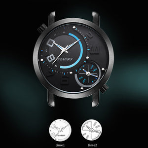 Men's Double Dial High Quality Waterproof Quartz Wrist Watch